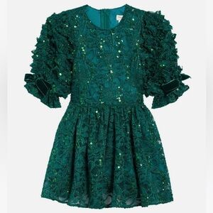David Charles Sparkle Lace Green Dress